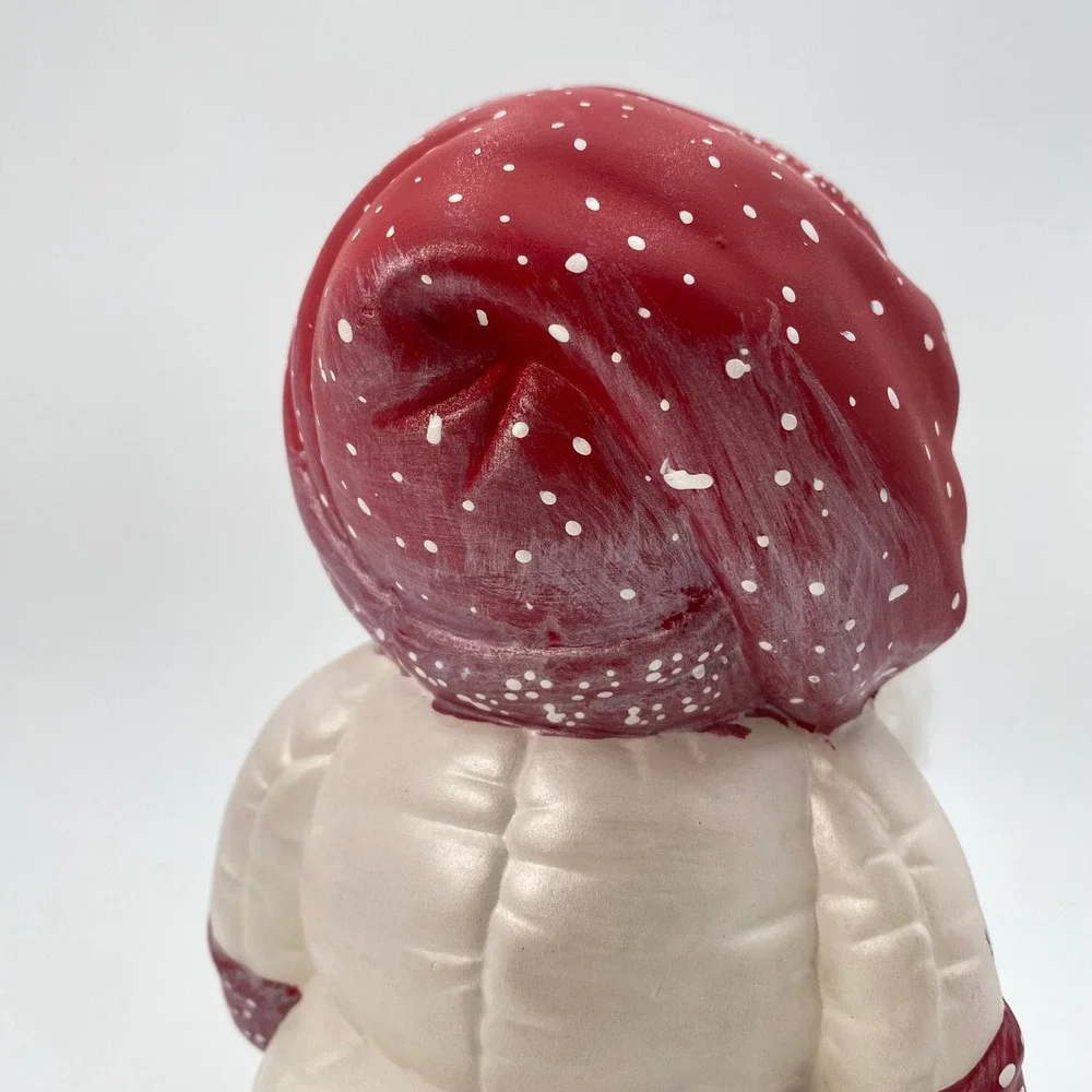 Vintage 1986 Kimple Mold‎ Ceramic Snowman Santa Red Pom Pom Hat Hand Painted 9